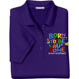 Born to be Ausome Autism Acceptance Purple Polo Shirt