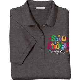 Show Kindness Heather Charcoal Polo Shirt