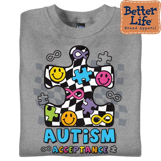 BetterLife Retro Puzzle Piece Autism Acceptance T-Shirt